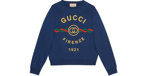 Cotton 'Gucci Firenze 1921' sweatshirt in blue 